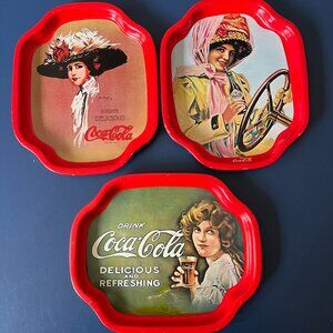 Set of 3 Vintage Mini Coca Cola Trays